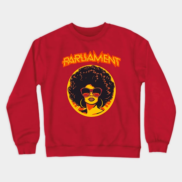 Retro Parliament Funkadelic Retro Afro Rock Music Satire Crewneck Sweatshirt by robotbasecamp